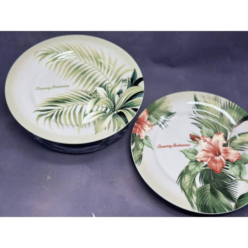 TOMMY BAHAMA Salad Snack Plates Hawaiian Palm Trees Replacements Set Of 2